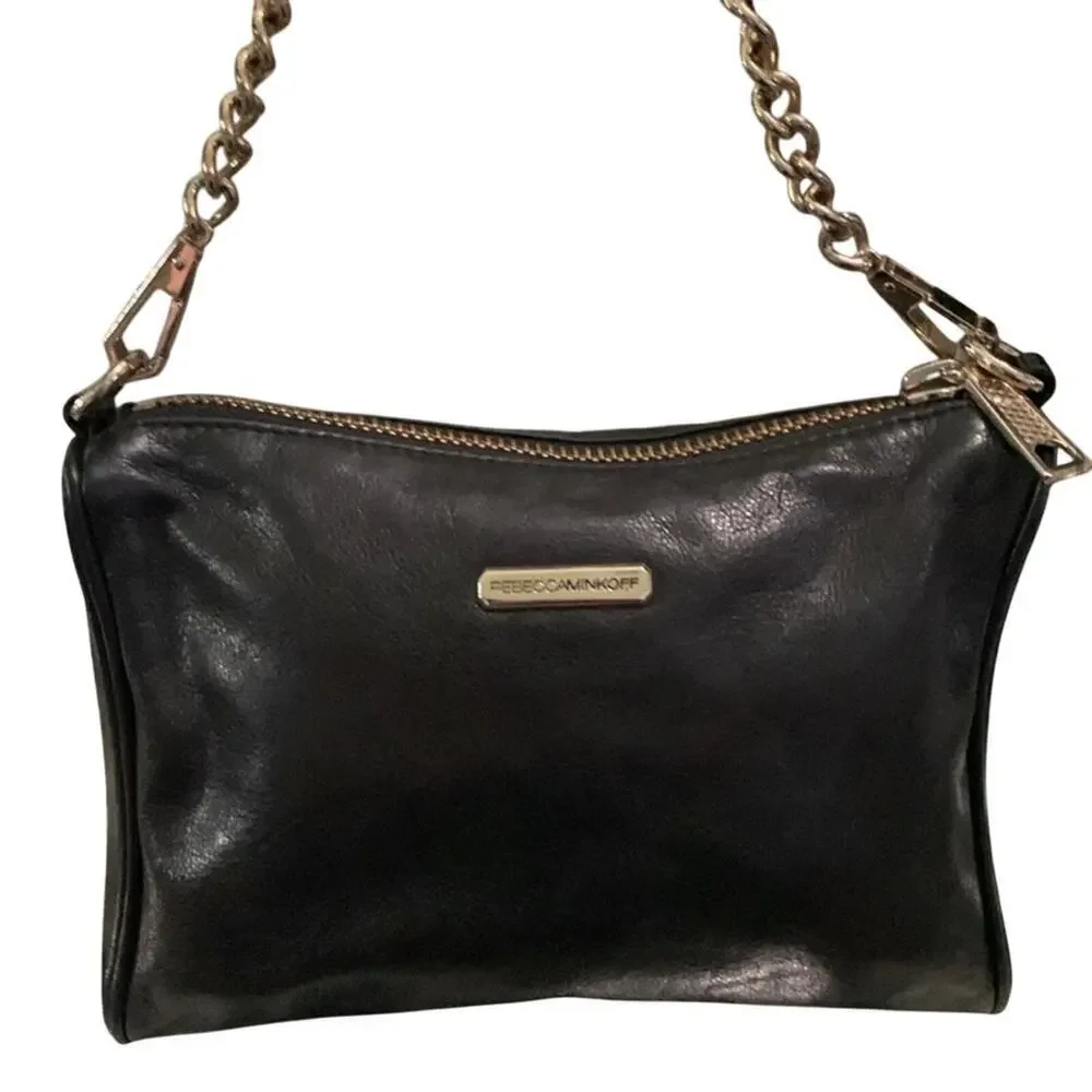 REBECCA MINKOFF Leather Chain Crossbody Bag black EUC